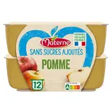 Materne Coupelles purée de pomme sans sucres ajoutés, 12x100g