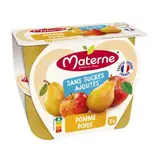 Materne Spécialité de pomme poire sans sucres ajoutés, 4x100g