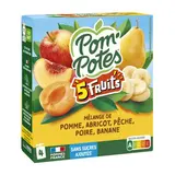 Pom Potes Gourdes pomme pêche poire banane sans sucres ajoutés, 4 gourdes de 90g