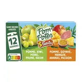 Pom Potes Gourdes 5 fruits sans sucres ajoutés, 12 gourdes de 90g