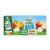 Pom Potes Gourdes purée de pomme vanille sans sucres ajoutés, 20 gourdes de 90g