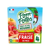 Pom Potes Gourdes purée pomme fraises de paca sans sucres ajoutés, 4 gourdes de 90g