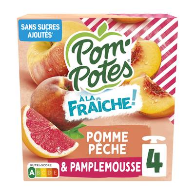 Pom Potes Gourdes compotes pomme pêche et pamplemousse, 4x90g