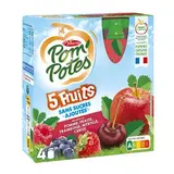 Pom Potes Gourdes 5 fruits rouge sans sucres ajoutés, 4 gourdes de 90g