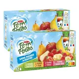 Pom Potes Gourdes multivariétées sans sucres ajoutés, Lot de 2x12 gourdes
