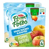 Pom Potes Gourdes purée de pomme sans sucres ajoutés, Lot de 2x4 gourdes de 90g
