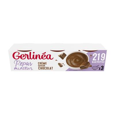 Gerlinéa 3 Coupelles crème saveur chocolat -37% de sucres en moins, 3x200g