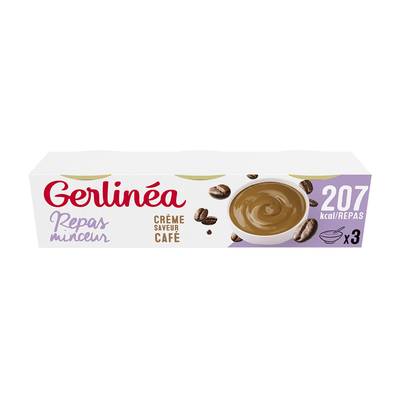 Gerlinéa 3 Coupelles crème saveur café -43% de sucres en moins, 3x210g