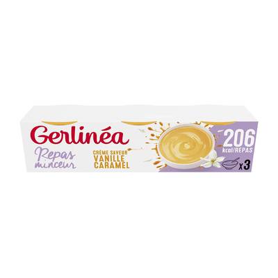 Gerlinéa 3 Coupelles crème saveur vanille caramel -43% de sucres en moins, 3x210g