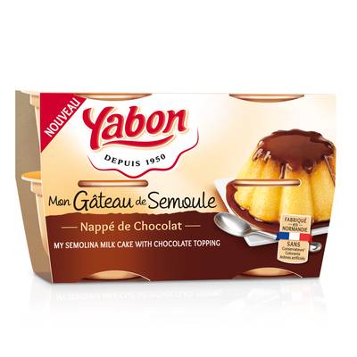 Yabon Gâteau de semoule nappage chocolat, 4x125g