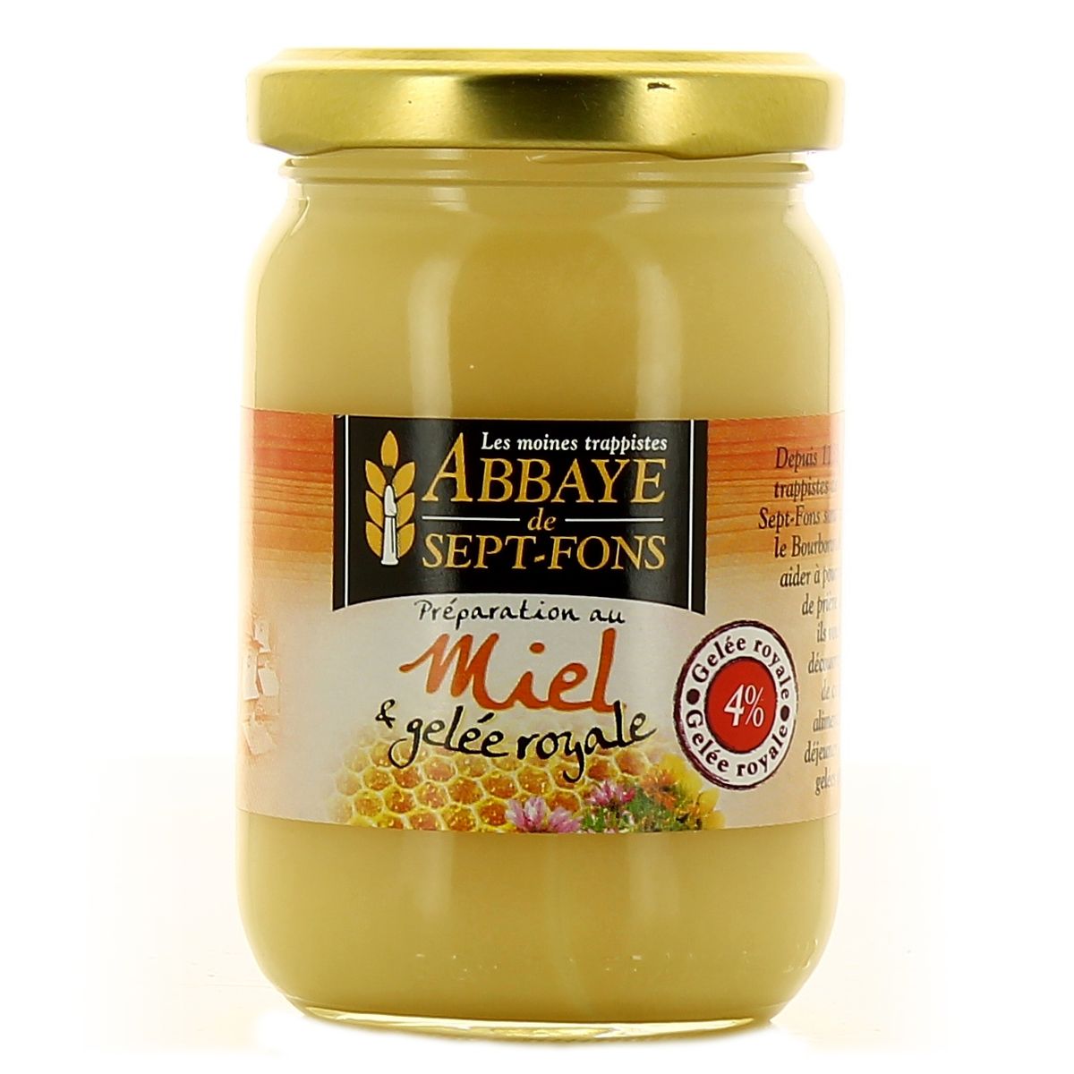 Abbaye De Sept Fons Préparation de miel crémeux et de 4% de gelée royale, 250g