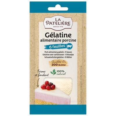 La Patelière Gélatine alimentaire 6 feuilles, 12g