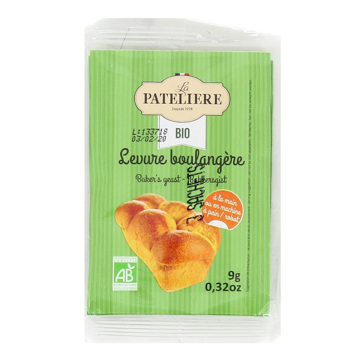 La Patelière Levure boulangère bio 3x9g, 27g