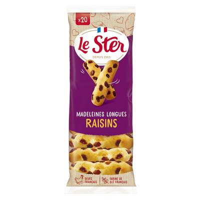 Le Ster Madeleines longues aux raisins x20, 250g