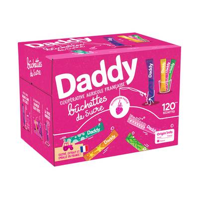 Daddy Sucre en Buchette Boîte Distributrice de 120 bûchettes, 480g