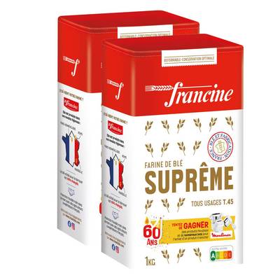 Francine Farine de Blé Suprême Type 45, Lot de 2x1kg