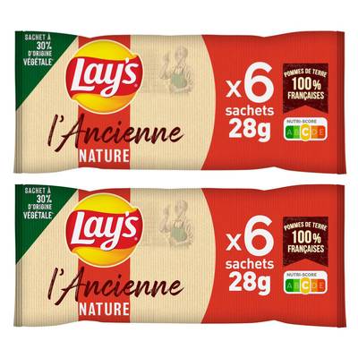 Lay's Chips à l'ancienne nature, Lot de 2x6 sachets