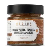 Marius, L'Épicerie Inspirée Olives vertes Tomates séchées et Amandes en bocal, 100g