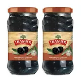 Tramier Olives noires confites dénoyautées et un filet d'huile d'olive en bocal, Lot de 2x250g