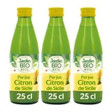 Jardin Bio Etic Jus de Citron de Sicile Bio, Lot de 3x25cl