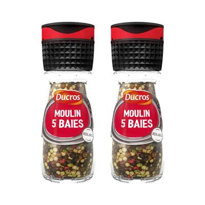 Ducros Moulin 5 baies n°5 Doux, Lot de 2x26g