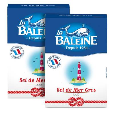 La Baleine Gros Sel de Mer Iodé, Lot de 2x1kg