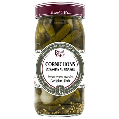 Raoul Gey Cornichons Extra-Fins au Vinaigre, 190g
