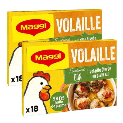 Maggi Bouillon Kub volaille - 18 Cubes, Lot de 2 -18x10g