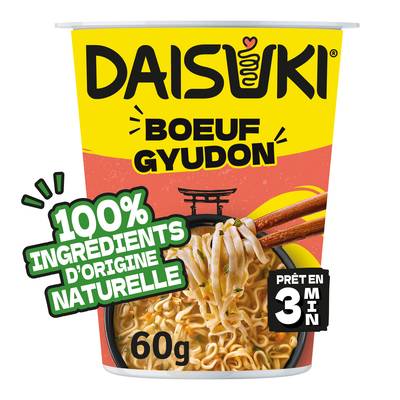 Daisuki Nouilles Instantanées Boeuf Gyudon Ramen en Cup, 60g