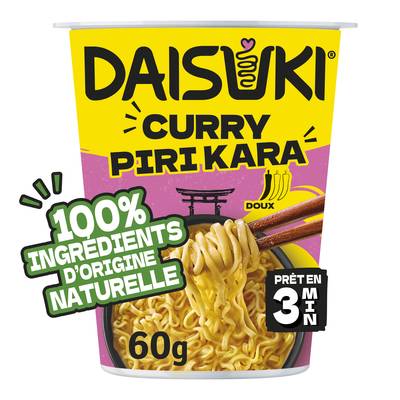 Daisuki Nouilles Instantanées Curry Piri Kara Ramen en cup, 60g