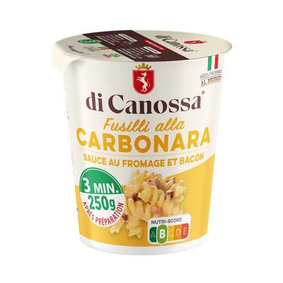 Di Canossa Fusilli Sauce Carbonara Fromage et Bacon en cup - Fusilli alla Carbonara, 70g