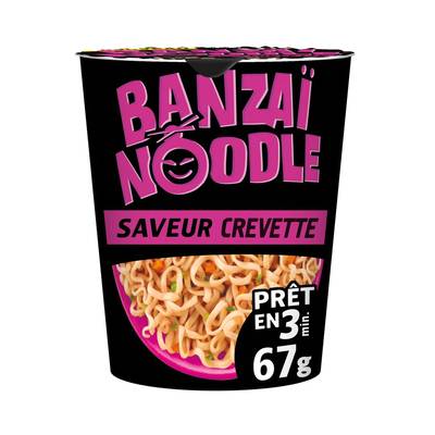 Panzani Nouilles Instantanées saveur Crevettes en cup- Banzaï Noodle, 67g