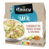 D'aucy Cassolette Merlu Blanc et Saumon en barquette individuelle micro-ondable, 300g