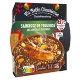 La Belle Chaurienne Saucisse de Toulouse aux lentilles cuisinées en barquette individuelle micro-ondable, 300g