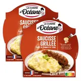 La Cuisine d'Océane Saucisse grillée et purée de pomme de terre en barquette individuelle micro-ondable, Lot de 2x300g