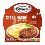 La Cuisine d'Océane Steak haché charolais et purée à l'emmental en barquette individuelle micro-ondable, 300g