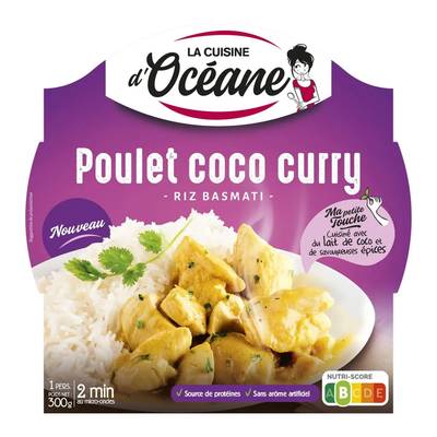 La Cuisine d'Océane Poulet coco curry et riz basmati, 300g