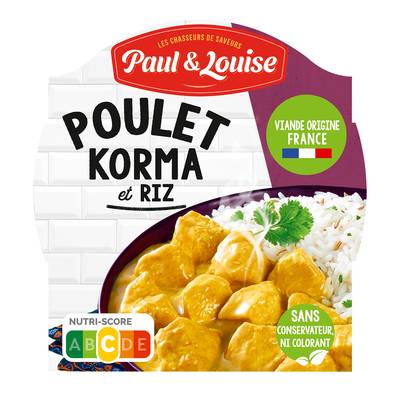 Paul & Louise Poulet Korma et son riz, 300g