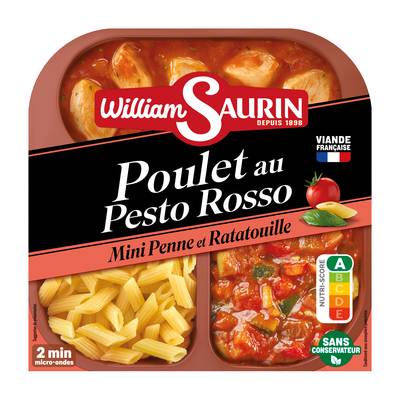 William Saurin - Mon Trio Gourmand Poulet au Pesto Rosso, Mini Penne et Ratatouille, 320g