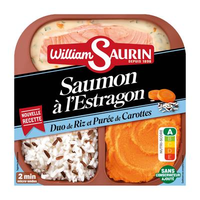 William Saurin - Mon Trio Gourmand Saumon à l'Estragon, Duo de Riz et Purée de Carottes, 320g