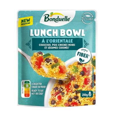 Bonduelle Lunch Bowl à l'Orientale- Couscous, pois chiches noirs et légumes cuisinés, 250g