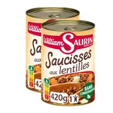 William Saurin Saucisses aux Lentilles en conserve individuelle, Lot de 2x420g