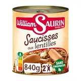 William Saurin Saucisses aux Lentilles en conserve pour 2 personnes, 840g