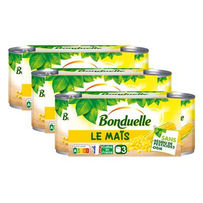 Bonduelle Maïs Sans Résidu de Pesticide, Lot de 3 - 3x140g