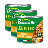 Bonduelle Lentilles Cuites Vapeur dans très peu de jus en conserve, Lot de 3x310g