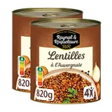 Raynal et Roquelaure Lentilles cuisinées à l'Auvergnate en conserve, Lot de 2x820g