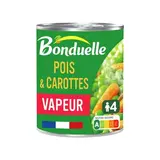 Bonduelle Petits pois et carottes cuits à la vapeur en conserve, 530g