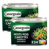 Cassegrain Petits pois carottes tendres et savoureux en conserve, Lot de 2x465g
