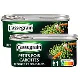 Cassegrain Petits pois carottes tendres et fondants en conserve, Lot de 2x130g