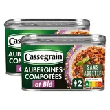 Cassegrain Aubergine compotée et blé en conserve, Lot de 2x375g